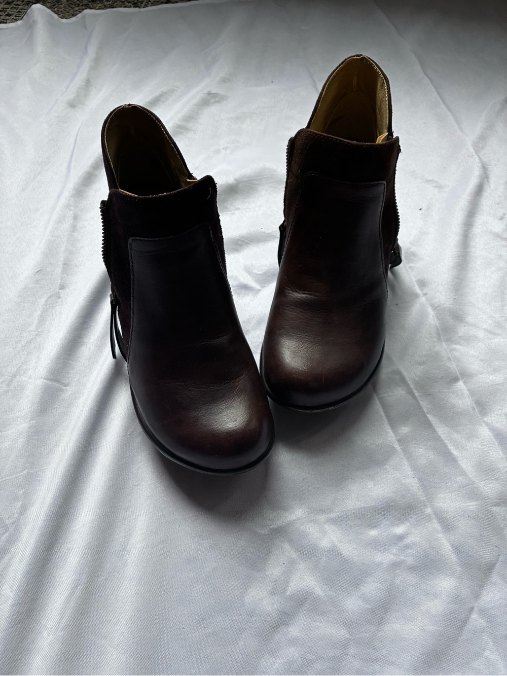 Jambu Dark Brown Leather Zip-Accent Ankle Booties